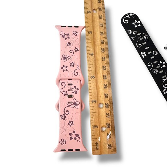 Silicone Floral & Solid Apple Watch Bands 42/44/45/49MM Compatible Replacement S - Picture 4 of 5